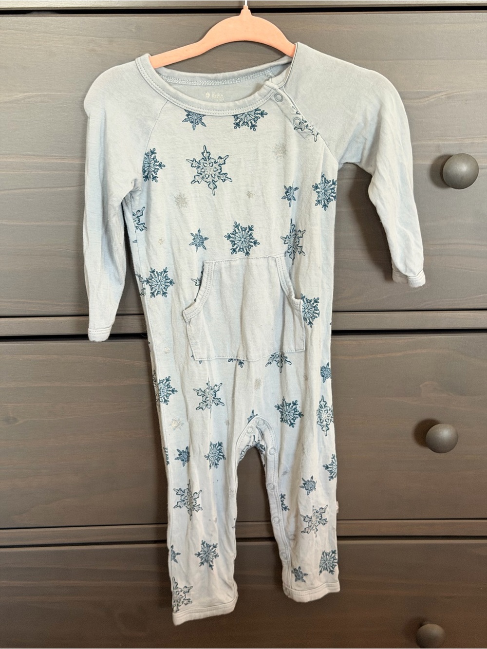 Kyte BABY Light Blue Snowflake Footless Romper